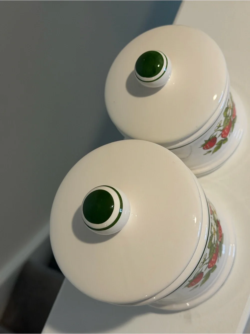 Vintage Strawberry Ceramic Canister Set of 2